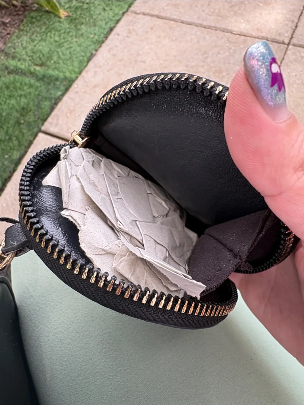 Black Quilted Crossbody Bag with Gold Bee Accent and Coin Pouch